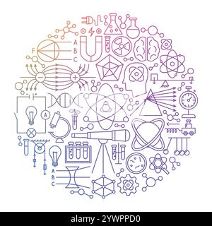 Conception de cercle d'icône de ligne de science nucléaire Illustration de Vecteur