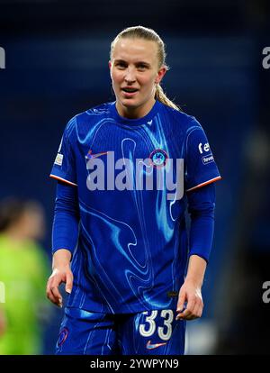 Aggie Beever-Jones de Chelsea lors de la Ligue des champions féminine de l'UEFA, match en phase de groupes à Stamford Bridge, Londres. Date de la photo : mercredi 11 décembre 2024. Banque D'Images