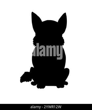 Silhouette de chien Corgi noir vecteur isolée sur fond blanc Illustration de Vecteur