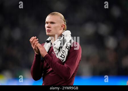 Torino, Italie. 11 décembre 2024. Erling Haaland de Manchester City lors du match de football de l'UEFA Champions League opposant la Juventus FC et Manchester City au stade Juventus de Turin, dans le nord-ouest de l'Italie, le 11 décembre 2024. Sport - Soccer . (Photo de Fabio Ferrari/LaPresse) crédit : LaPresse/Alamy Live News Banque D'Images