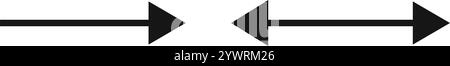 Icônes flèche et flèche double. Suivant ou regardez ici symboles. Pointeur horizontal noir, direction ou emplacement, signes inverses ou de largeur isolés sur fond blanc. Illustration graphique vectorielle. Illustration de Vecteur