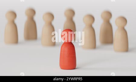 Figurine en bois Happy face à la main. Évaluation du service client expérience et feedback sondage émotion et satisfaction. Gestion des ressources humaines choosi Banque D'Images