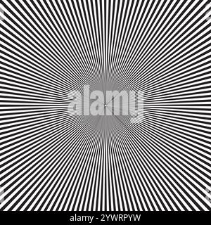 Lignes d'illusion optique. Rayonnant noir et blanc. Fond rayé hypnotique. Conception vectorielle audacieuse. Illustration de Vecteur