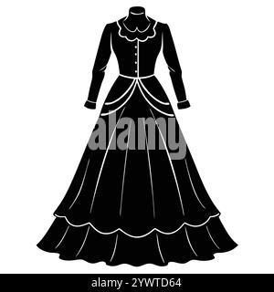 Raffiné Full Body tenue Robe femmes mode Vector Modern Design Illustration de Vecteur