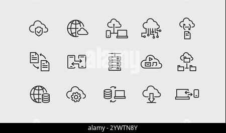 Jeu d'icônes Cloud Computing Illustration de Vecteur