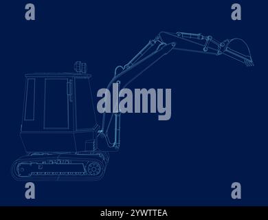 Vecteur de modèle de contour de mini excavatrice. Vecteur de logo d'équipement lourd pour entreprise de construction. Illustration créative d'excavatrice pour modèle de logo. Illustration de Vecteur