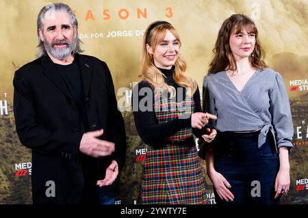 John Lynch, Clara Galle und Katharine O Donnelly beim Photocall zur 3. Staffel der HBO Asia Serie The Head im Hotel Thompson. Madrid, 11.12.2024 *** John Lynch, Clara Galle et Katharine O Donnelly à la conférence photo de la saison 3 de la série HBO Asia The Head à l'hôtel Thompson Madrid, 11 12 2024 Foto:xDyDxFotografosx/xFuturexImagex head 4213 Banque D'Images