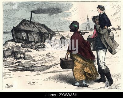 Vintange illustration d'une scène du roman David Copperfield de Charles Dickens. « Ce n'est pas ça ? J'ai dit moi, ce truc ressemblant à un bateau ? C'est ça, Mas'R Davy, retourné Ham. Par Fred Barnard Banque D'Images