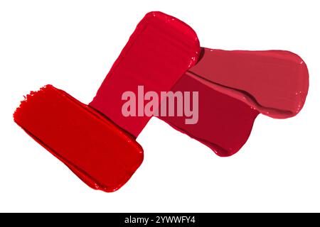 Composition de frottis de rouge à lèvres dans différentes nuances ou textures de rouge à lèvres sur un fond vide. Produit de beauté, couleurs riches et vibrantes. Banque D'Images