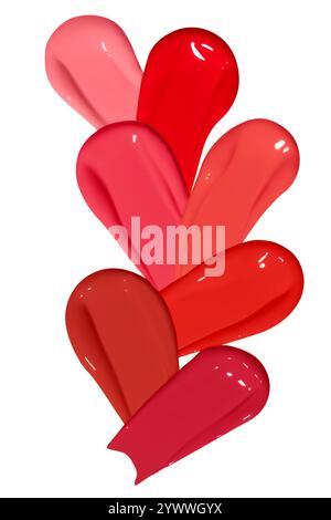 Composition de frottis de rouge à lèvres dans différentes nuances ou textures de rouge à lèvres sur un fond vide. Produit de beauté, couleurs riches et vibrantes. Banque D'Images