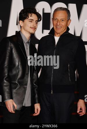 HOLLYWOOD, CALIFORNIE - 10 DÉCEMBRE : (G-d) Timothée Chalamet et Bob Iger, PDG de Disney, assistent à la première de Searchlight Pictures 'A Comple à Los Angeles Banque D'Images