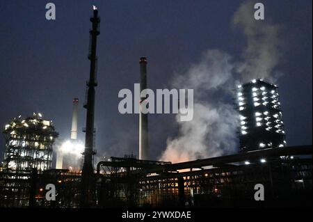 DAS Stahlwerk von ThyssenKrupp Steel in Duisburg, Kokerei Schwelgern, ThyssenKrupp Steel, Arbeitskraefte-Abbau, Stahlwerker, ThyssenKrupp Steel Duisburg, 11.12.2024, *** ThyssenKrupp Steels aciéries à Duisburg, usine de cokéfaction Schwelgern, ThyssenKrupp Steel, démantèlement de la main-d'œuvre, métallurgistes, ThyssenKrupp Steel Duisburg, 11 12 2024, Banque D'Images