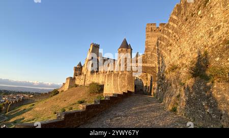 Vue sur la forteresse de Carcassone en France Banque D'Images