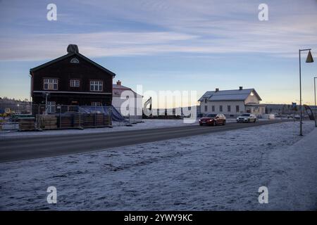 12 novembre 2024. Horizon de New Kiruna en Suède, Laponie. Photographié après une chute de neige de quelques jours. Banque D'Images