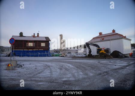 12 novembre 2024. Horizon de New Kiruna en Suède, Laponie. Photographié après une chute de neige de quelques jours. Banque D'Images