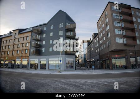 12 novembre 2024. Horizon de New Kiruna en Suède, Laponie. Photographié après une chute de neige de quelques jours. Banque D'Images