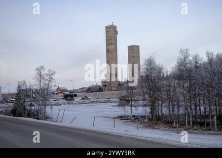 12 novembre 2024. Horizon de New Kiruna en Suède, Laponie. Photographié après une chute de neige de quelques jours. Banque D'Images