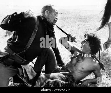 Earl Rosell, Dustin Hoffman, sur le plateau du film WESTERN, 'Little Big Man', National General Pictures, 1970 Banque D'Images