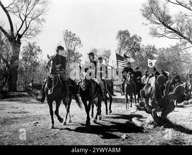 Charlton Heston, sur le plateau du film WESTERN, Major Dundee, Columbia Pictures, 1965 Banque D'Images