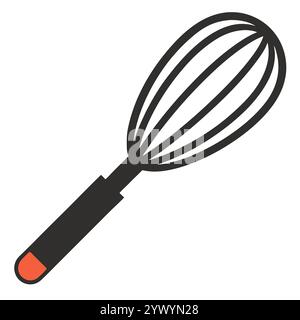 Illustration basique et silhouette d'un fouet, parfaite pour une utilisation dans des projets culinaires ou alimentaires. Illustration de Vecteur