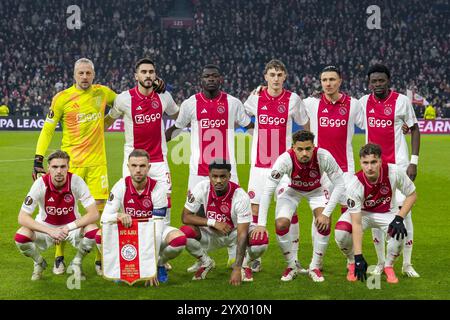 Amsterdam, pays-Bas. 12 décembre 2024. AMSTERDAM, 12-12-2024, JohanCruyff Arena, Europa League Football, Ajax - Lazio Roma. Équipe d'Ajax Amsterdam crédit : Pro Shots/Alamy Live News Banque D'Images