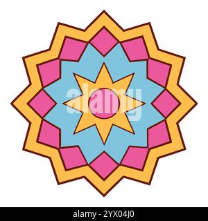 Motif islamique avec des éléments de style mandala, idéal pour les publications sur les médias sociaux, les affiches et les cartes de vœux pendant le Ramadan, l'Aïd et le nouvel an islamique. Illustration de Vecteur