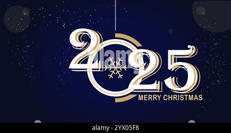 2025 - bonne année. Carte de voeux de Noël. Illustration de Vecteur