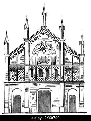 Chruch Parrocchia di San Francesco d'assise, Pavie, Lombardie. Italie Europe du Sud, illustration historique 1877 Banque D'Images