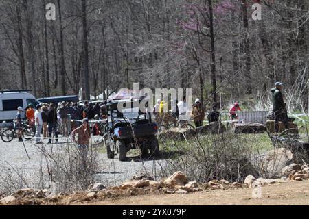 Course XCO féminine au WindRock Bicycle Park à Oliver Springs, Tennessee, États-Unis. Banque D'Images