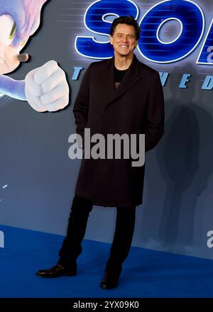 Jim Carrey assiste à la première britannique de Sonic the Hedgehog 3 au Cineworld de Leicester Square. Banque D'Images