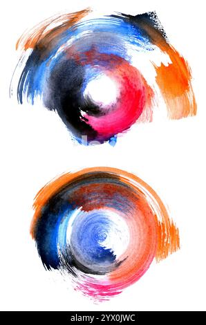 Formes abstraites d'aquarelle circulaire dans de nombreuses couleurs. Banque D'Images
