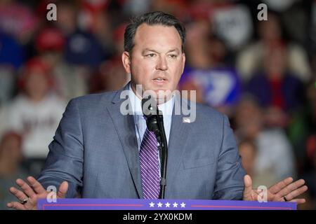 Burt Jones, lieutenant-gouverneur de Géorgie, prend la parole sur scène au Pavillon McCamish à Georgia Tech le 28 octobre 2024, à Atlanta, en Géorgie, aux États-Unis. (Photo de Julia Beverly/Alamy Live News) Banque D'Images