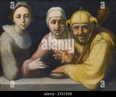 Cornelis Cornelisz. Van Haarlem - Un idiot avec deux femmes. Banque D'Images