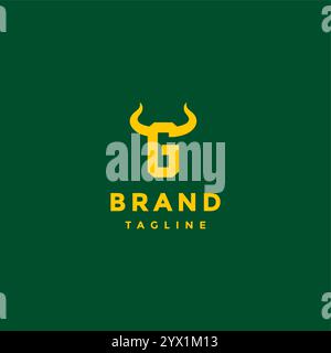Lettre G avec logo Horn. Logo G lettre initiale à cornes. Illustration de Vecteur