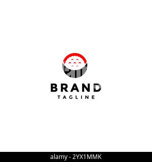 Bol à riz simple avec logo Smile Symbol Design. Riz dans Un bol formant Un sourire symbole Design. Illustration de Vecteur