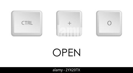 Combinaison de touches ouvertes. Raccourci clavier pour exécuter rapidement la commande dans le système d'exploitation. Vecteur isolé sur fond blanc Illustration de Vecteur