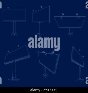Définir l'illustration vectorielle de contour des panneaux d'affichage Illustration de Vecteur