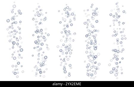 Bulles gazeuses sous-marines, boisson gazeuse au soda ou au champagne, eau pétillante. Boisson effervescente. Illustration de Vecteur