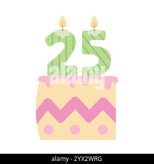 Tranche d'anniversaire de gâteau avec des bougies Illustration de Vecteur