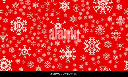 Fond de Noël ou carte avec des flocons de neige géométriques tombant pour invitation ou des salutations de vacances de Noël Illustration de Vecteur