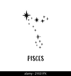 Horoscope de constellation. Constellation d'étoiles astronomiques de poissons. Constellation illustration vectorielle minimaliste Illustration de Vecteur