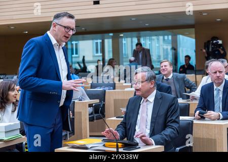 Andreas Schwarz, Vorsitzender Grüne Landtagsfraktion, Dr Hans-Ulrich Rülke, Vorsitzender der FDP/DVP-Landtagsfraktion. Auftaktsitzung zur Beratung de Banque D'Images