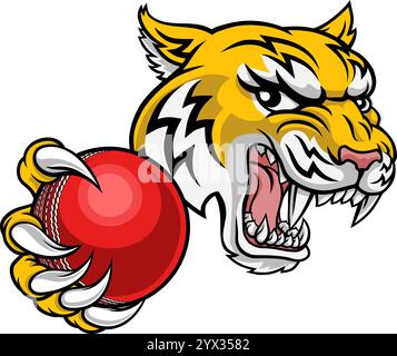 Wildcat Bobcat Bobcats Wildcats Cricket Mascot Illustration de Vecteur