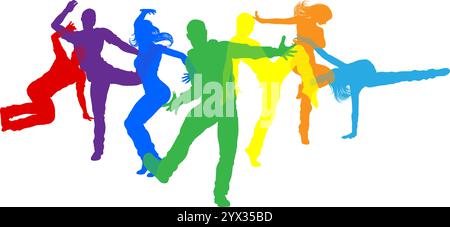 Danseurs Silhouette Street Dance pose silhouettes Illustration de Vecteur