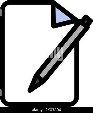 Document avec symbole d'icône de stylet - réponse à une enquête ou à un examen à choix multiples Illustration de Vecteur