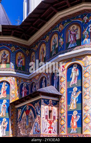 Détails de l'église de compris Ioan Iacob Hozevitul, monastère de Neamt, comté de Neamț, Roumanie Banque D'Images