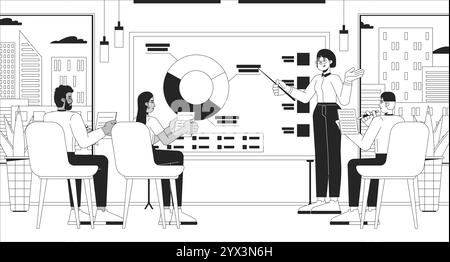 Résumé de l'entreprise de l'année fiscale illustration de la ligne noire et blanche Illustration de Vecteur