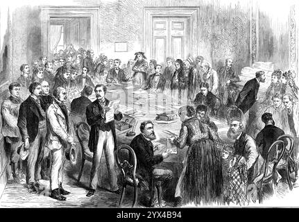 L'émigration française d'Alsace et de Lorraine : bureaux de Paris de la Société de secours, 1872. "Les effets sévères du décret impérial allemand, obligeant tous les habitants d'Alsace et de Lorraine à choisir... s'ils resteraient dans leurs anciennes maisons et seraient comptés Allemands, ou de déménager en France et de garder leur ancienne nationalité, ont été sévèrement ressenties par des milliers de familles dans les deux provinces conquises...un très grand nombre de ceux qui ont choisi d'être Français sont arrivés depuis à Paris...pour le soulagement de ceux qui se trouvent dans la capitale,...destitute des moyens de subsistance Banque D'Images