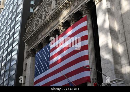 Vue de la Bourse de New York le 12 décembre 2024 à New York. Banque D'Images
