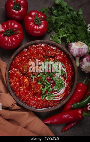 Chashushuli, un plat traditionnel géorgien, épicé, ragoût de viande avec des tomates et des épices, fait maison, pas de gens Banque D'Images